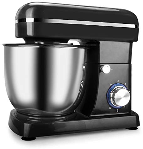 QREZ Impastatrice Planetaria Professionale, Multifunzione Robot da Cucina Impastatrice Planetaria Offerta 1500W Ad Alta Potenza Robot da Cucina capacità 5 Litri 6 velocità,Nero