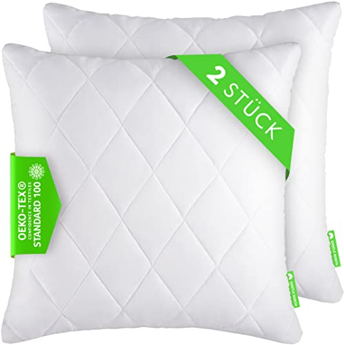 Gentle North Kopfkissen (45x45 cm groß) - 2er Set Kissen für Bett und als Dekokissen - Mit Reißverschluss für Füllung - Sofakissen - Zierkissen für Couch und Sofa - Ökotex - Waschbar bis 60° - Weiß