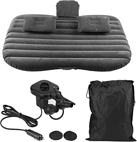 Dioche Letto Gonfiabile Auto Pieghevole Materassino da Viaggio per Sedile Posteriore Auto Materasso Aria di Campeggio Auto Multifunzionale con Pompa Aria Elettrica(Nero)