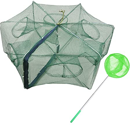 ZffXH Nylon Faltbare Köderfalle Fischernetz Angeln Trap Net 6 Löcher Cast Mesh Trap Reusen Krebsreuse Gefaltet Aalreus zum Angeln Aller Arten von Krabben Garnelen Hummer