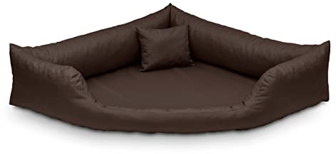 Juelle Orthopädisches Hundebett Eckbett Hundebett mit Orthopädischer Hundematratze, Abnehmbarer Hülle, Maschinenwäsche möglich, Dakota M-XXL (145x105cm, Dunkelbraun)