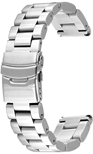 SINAIKE 22mm 24mm 26mm Schwarz Silber Super Dicke 5.5mm Durchschnittliche Gebürstete Edelstahl Gerade Enden Uhrenarmband für Männer Taucher Double Lock Schnalle