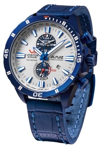 Vostok Europe Almaz Space Station Herrenuhr Chronograph mit Lederband