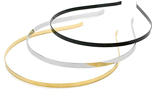 30 Stück Metall Haarband - Rutschfestes Elastisches Haarreif DIY Handwerk Rahmen - Unisex Haarband Haarschmuck Frisurenhilfe - Schwarz, Silber, Gold