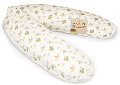 pic Bear Classic 190cm Stillkissen - hochwertiges Schwangerschaftskissen - anschmiegsames Lagerungskissen aus Baumwolle - schadstofffreies Seitenschläferkissen (100% Jersey Baumwolle, Blätter)