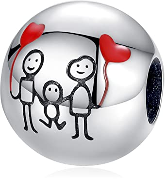 Annmors Jewelry I Love My Family Charm Anhänger- 925 Sterling Silver Bead Forever Familie Charms für Europäische Armbänder und Halsketten,Christmas Schmuck Geschenk für Damen Herren