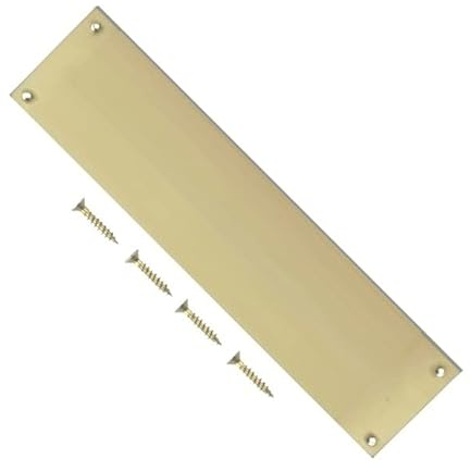 TERF® Placa de dedo victoriana de 300 mm x 75 mm de tipo tradicional de latón pulido de 300 mm x 75 mm placa de empuje de puerta placa de dedo incluyendo tornillo de fijación, paquete de 1