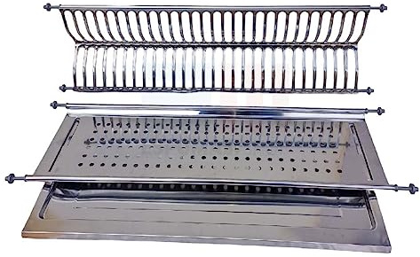 ESPOMASISHOP Escurreplatos de acero inoxidable para empotrar con bandeja recogegotas en varios tamaños 86 76 66 56 cm Made in Italy (76 cm)