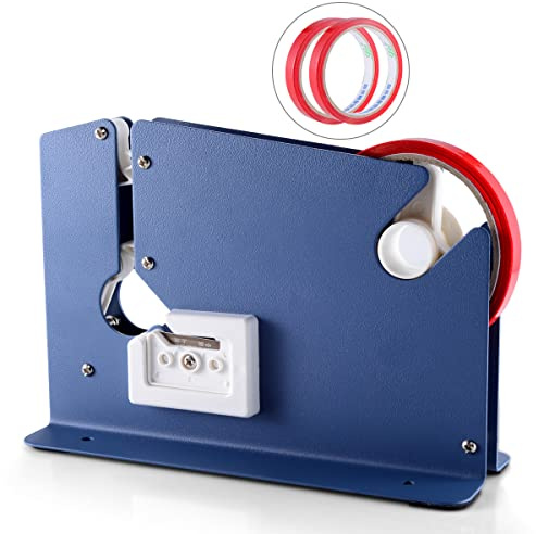 kimilus Steel Tape Bag Sealer with 2 Bag Sealing Tape, Plastic Bag Sealer Poly Bag Sealer for Meat Cake Bread Icing, Heavy Duty Metal Produce Bag Sealing Taper Dispenser