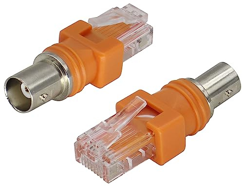 AAOTOKK BNC Weiblicher an RJ45 Männlicher Koaxialadapter für Analysatoren,Tester und Leitungsinstrumente und kann kein Video übertragen oder Anzeigen anschließen (2-Stücke/BNC an RJ45)