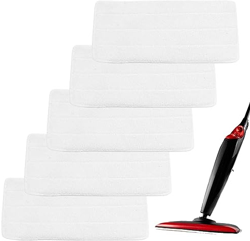 HOMURY 5 Stück Dampfreiniger Ersatzbezüge Pads: Nachfüllpackung für Vileda Steam XXL Dampfmopp, Wiederverwendbar Ersatz Mikrofaser Dampfreiniger Steam Ersatzbezug Set, Waschbare (Weiß)