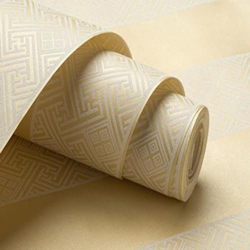KYMMPL Retro-Tapete, Vliestapete, klassisch, kariert, einfache vertikale Streifen, Wohnzimmer, Schlafzimmer, nicht selbstklebende Tapete (Beige, 9 m x 0,53 m)