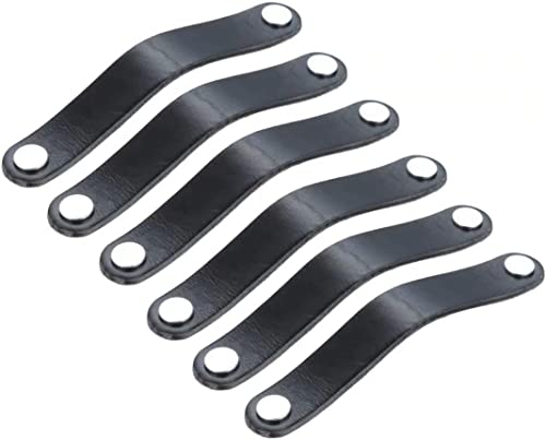 Türgriff, Schrankknöpfe, 6 Stück Schubladengriffe/Knöpfe/Griffe aus PU-Leder/für Kleiderschrank, Aktentasche, Koffer, Weinschrank, Holzkiste, Geschenkbox, Schuhkarton, Möbelbeschläge (Farbe: Schwarz,