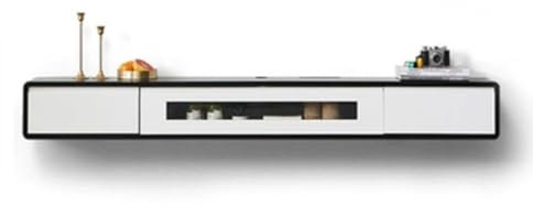 Hängend TV Board Schwebender TV-Ständer aus Holz, 78,7-Zoll-TV-Schrank zur Wandmontage, schwebende TV-Regale mit Tür und Schubladen, moderne Entertainment-Medienkonsole, große TV-Bank mit Stauraum for