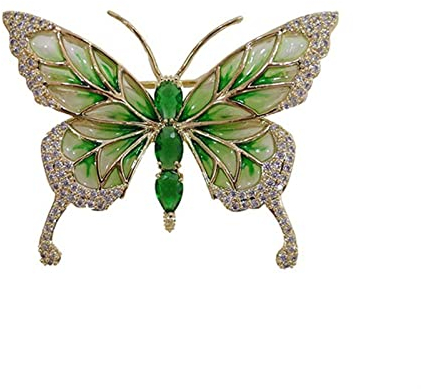 GLigeT Brosche Modische und luxuriöse grüne Schmetterlingsbrosche, exquisiter Zirkon-Anstecker, Geburtstagsgeschenk for Frauen Damen-Brosche