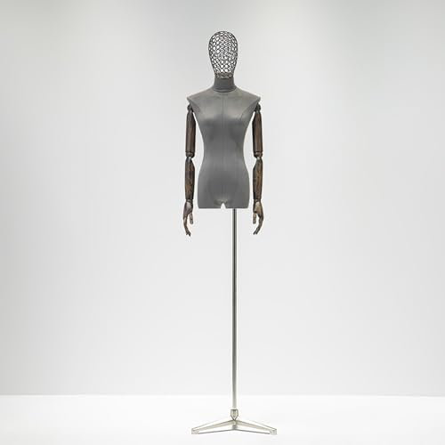 Rozhuhro Deko Mannequin, Schaufensterpuppe Torso weiblich, Schaufensterpuppe, Schneiderpuppe, Metall Schneiderpuppe,Grau,E