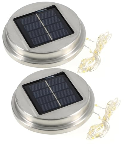 Homoyoyo 2pcs Outdoor Stainless Steel Solar Lid Lamp LED Crack Ball Light Cover Waterproof Hanging for Garden Lighting