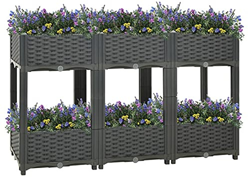 ARKEM Lit surélevé 120x40x71 cm Polypropylène,Bordure Pierre,Kit Gabion,Gabion Jardiniere
