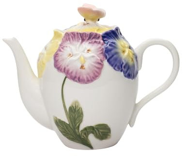 Cosmos Gifts 410-01 Fine Porcelain Colorful Pansy Flowers Teapot- 6H