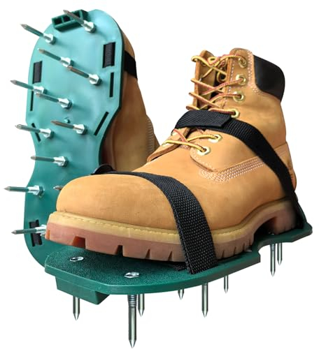 Nagelschuhe Profi, Nagelsohle Estrichschuhe mit 25mm Spikes, perfekt für für Ohne Abdrücke auf Epoxidharz & Bodenfarbe - Universalgröße,grüne Farbe (Paar)
