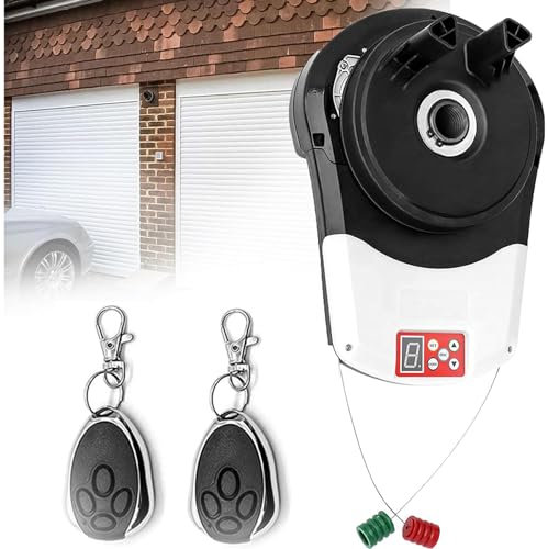 Automatic Roll Up Door Opener Motor,Roll Up Garage Door Opener,with 2 Remote,Auto Garage Roller Door,Electric Garage Roller Door Opener,for Garage Warehouse Store Barn Farm