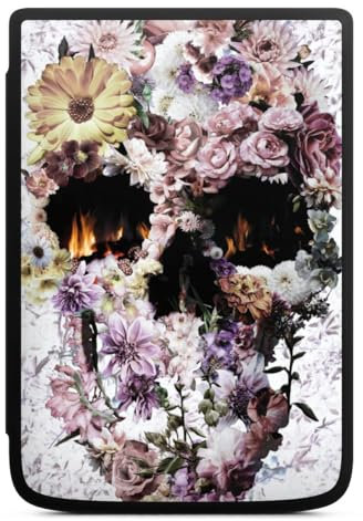 DeinDesign Coque pour liseuse Compatible avec Vivlio Touch HD Plus Etui pour liseuse Protection pour liseuse Crâne Fleur Art