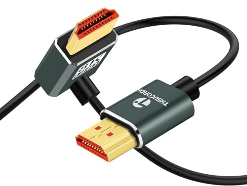 Thsucords Ultradünnes 8K HDMI Winkelstecker 2.1 90 Grad Nach Oben Gewinkeltes Kabel 0.5M, Flexibles Schlankes kabel, Unterstützt 4K @120 Hz, 8K @60 Hz, Kompatibel mit Roku TV/HDTV/PS5/Blu-ray