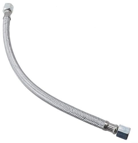 Compressore per tubo di collegamento in acciaio inossidabile con 2 adattatori. Tubo dell'aria flessibile per sistema di condotte ad aria compressa, lunghezza 35,0 cm. Raccordi a doppia rotazione su