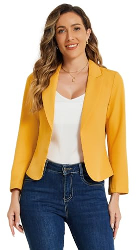 Allegra K, Damjacka med öppen framsida för kontor arbete fritid lätt sommar crop blazer