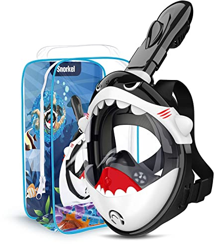 Dancial Maschera da snorkeling per bambini, 180° HD, anti-appannamento e anti-perdita, maschera integrale per bambini, maschera subacquea, maschera subacquea, set per 4-12 anni