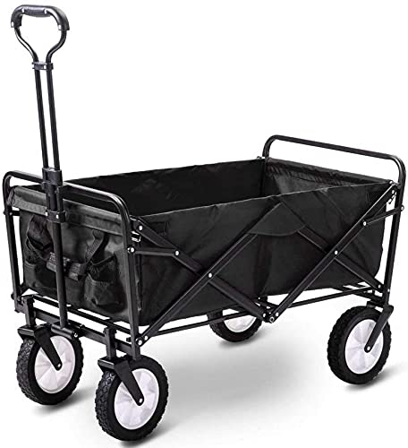 CRBUDY Faltbarer Gartenwagen, tragbarer Wagen, Schubkarre, Einkaufswagen für den Außenbereich, robuster Campingwagen, Ziehwagen, Blau