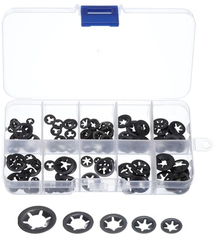 QUARKZMAN 150pz Interno Dente Rondelle Set 5 Dimensioni M2/M2,5/M3/M4/M5 | 65Mn Acciaio, Rapido Stella Bloccaggio Rondelle, Spinta Velocità Fascette Fissaggio