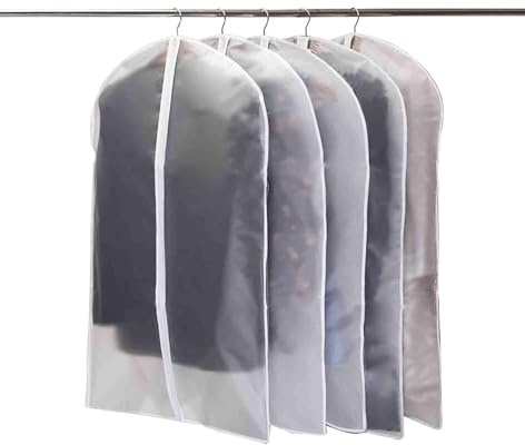 Borsa per vestiti 5 sacchetti per abiti, cappotti, giacche, camicie, abiti da sera Tessuto traspirante trasparente 60 x 140 cm