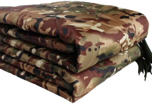 GHILEO Woobie Decke, Armee-Poncho-Futter mit Reißverschluss, Militär-Schlafsack, mit Kompressionstragetasche, für Wandern, Camping, Überleben im Freien