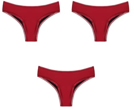 Damen-Menstruationsunterwäsche Tanga Übergröße Auslaufsicher Perioden-Slip Weiche Dehnbare Höschen Periodenhose Hipster-Bikini Rot L