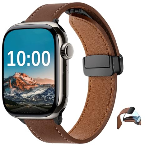 SeNool PU Cuir Bracelet pour Apple iWatch 46mm 42mm 44mm 45mm 49mm | pour Apple iWatch Ultra 3 2 1 SE 3 2 1 Series 11 10 9 8 7 6 5 4 3 2 1 Souple Magnétique Bracelet de Remplacement en Cuir