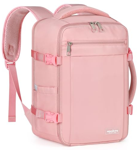 MOCOCITO Handgepäck Rucksack für Ryanair 40x20x25, Untersitz-Kabinentasche, Maximale Größe der Kabinenreisetasche Flugtasche, Gepäck Weekender mit Schultergurt Handtasche Sporttasche-20L(Rosa)