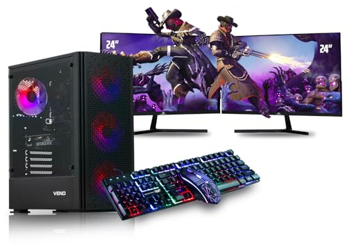 Veno Scorp Gaming PC Dual 24 Monitor Bundle Intel Core i5-3470 Processor RX 550 4GB Graphics Card - 16GB Ram - 120GB SSD + 1TB HDD - 550W PSU - Windows 10 Pro - WiFi - Titan 4