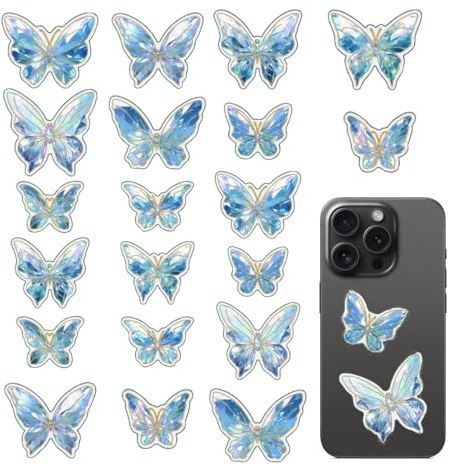 3D-Wanddeko Schmetterling – holografischer Schmetterlings-Aufkleber | 20 x Aufkleber für Geburtstagsdekoration, Schmetterlinge, holografisch, elegant, lustig, kreativ, für Maria