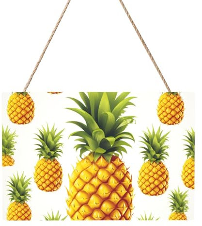 Holzkreise zum Basteln, 20,3 x 30,5 cm, Holzscheiben, gelbe Ananas-Holz-Türhänger, Schild, hängende rechteckige Holzscheiben mit Bindfaden, Holzornament für Schild, Türhänger, Zuhause, Urlaub