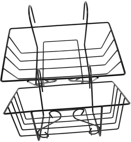 UKCOCO 2piezas Estante De Metal Para Macetas Colgantes Soporte Para Plantas Suculentas Para Balcón Patio o Valla Negro