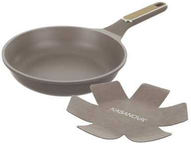 KASANOVA Padella antiaderente Taupe con salvapadella (24 cm)
