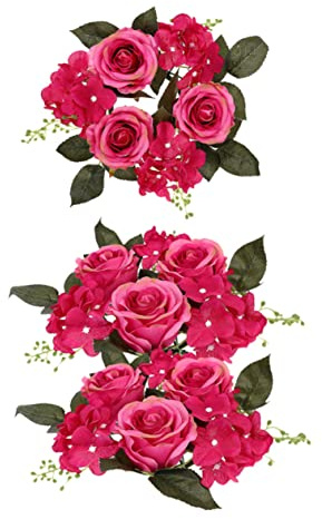 HAMPPLIES Künstlicher Rosen Kerzenringe Tischdekoration 3 Stück aus Kunststoff und Stoff Tragbar und Hängbar in Natürlicher Optik für Hochzeit und Party