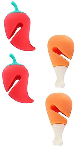 LAPYAPPE Silicone Pot Lid Lifters Kitchen Lid Stand Heat-Resistant Spill Stopper Set for Cooking Pots Home Use 4pcs (Chili Drumstick)