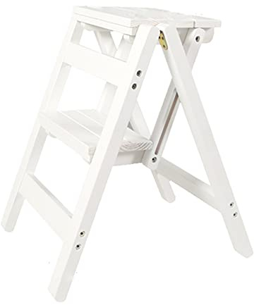 Sgabello Scala Pieghevole, Sgabello Pieghevole per Bambini e Adulti, Sedia con scaletta Pieghevole in Legno, libreria, Supporto per Piante