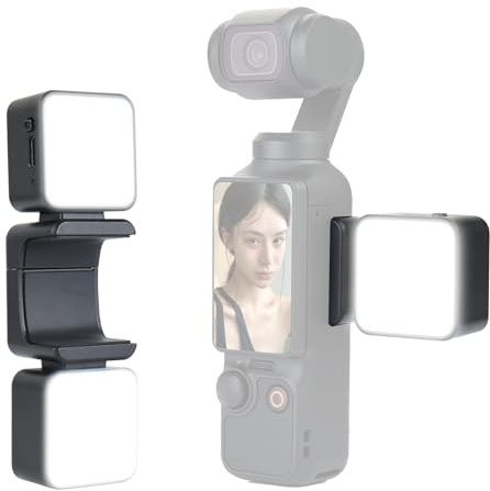 UTEBIT Dual Lumière Magnétique Pocket 3, Mini Lampe Vidéo avec 3 Températures de Couleur Lumière Photo Portable avec Batterie 300mAh Rechargeable Compatible avec DJI Osmo Pocket 3