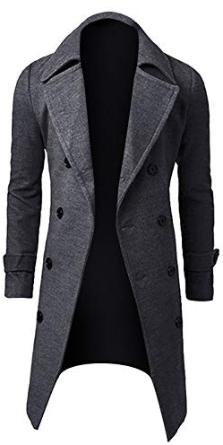 KQIVAM Mens Winter Slim Fit Coat Men Stylish Trench Jacket Men's Stylish Trench Coats Men's Winter Jackets Mens Double Breasted Coat Men Long Formal Jacket For Business Attire And Cold Weather