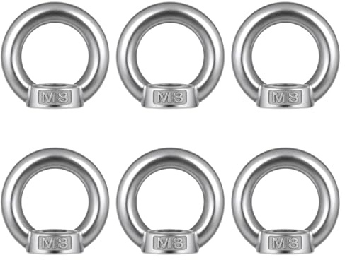 6 Stück Ringmutter M8, 304 Edelstahl Ösenmutter, Augenmutter für Hebezubehör, Augbolzen, Ringschrauben, Ringösen, Ösenschraube, Ringmuttern Set