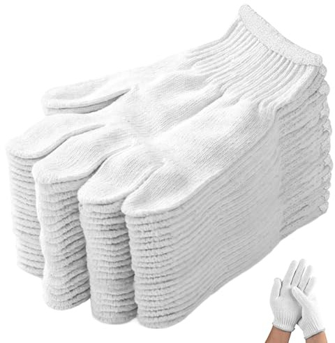 Rachlicy 10pcs BBQ Handschuhe Hitzebeständige weiße Baumwollhandschuhe zum Grillen des Kochens Lebensmittelhandling Gartenarbeit