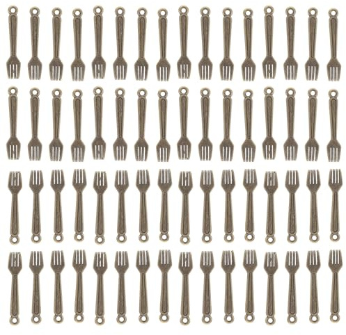 CONGARTENO Ciondoli per Stoviglie Retrò in Lega di Zinco, Mini Forchette Vintage, Set da 100 Pezzi per Creazione Gioielli Fai da Te, Materiali Artigianali Versatili per Braccialetti